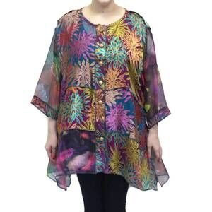 NEW STERLING STYLES floral burnout short happy jacket in teal/fuschia